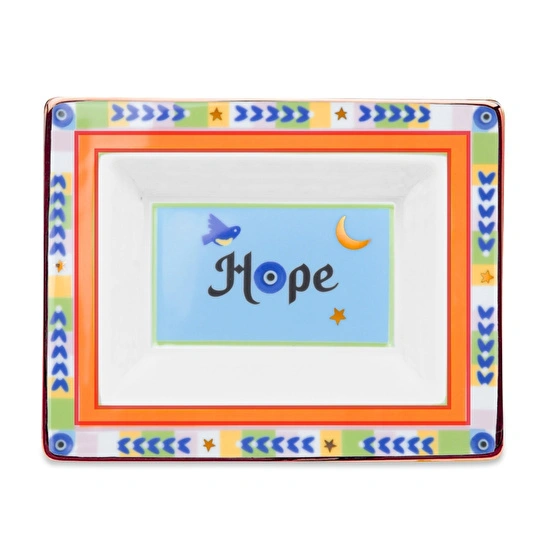 Baci Milano Mamma Mia Hope Yazılı Dikdörtgen Tabak 19,5 cm x 15,5 cm