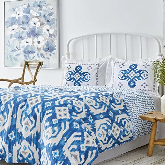 Karaca Home Neos %100 Pamuk King Size Nevresim Takımı Mavi