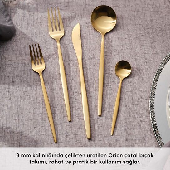 Karaca Orion 30 Parça 6 Kişilik Çatal Kaşık Bıçak Takımı Matte Gold