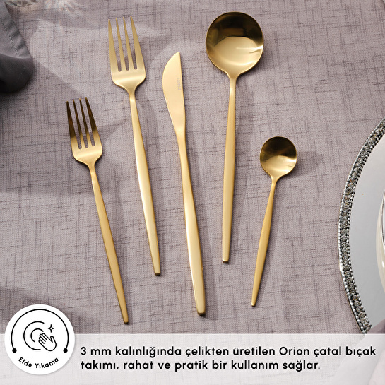 Karaca Orion 30 Parça 6 Kişilik Çatal Kaşık Bıçak Takımı Matte Gold