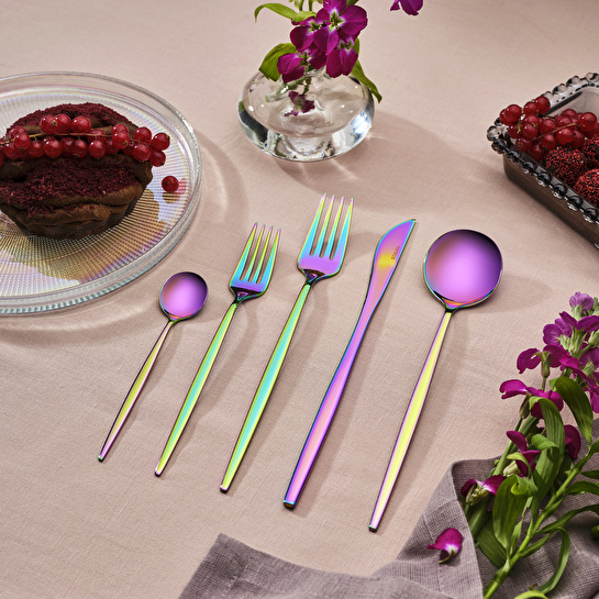 Karaca Orion Çok Renkli 6 Kişilik 30 Parça Çatal Kaşık Bıçak Takımı