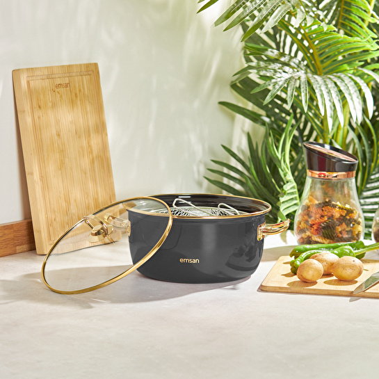 Emsan Nostalji Emaye Kızartma Tenceresi Antrasit