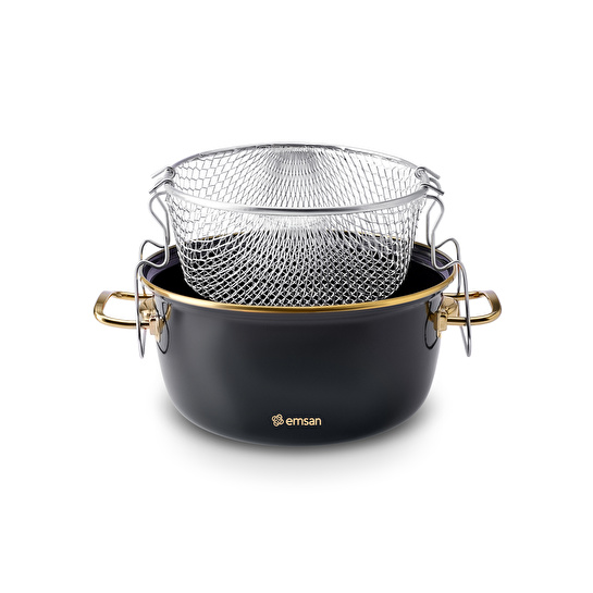 Emsan Nostalji Emaye Kızartma Tenceresi Antrasit