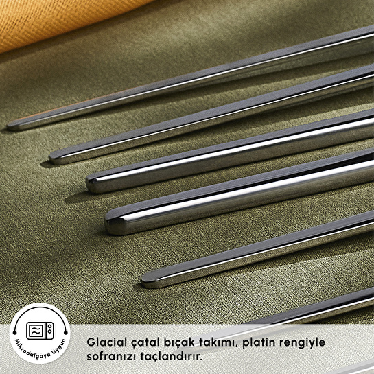 Karaca Elegance Glacial Platin 12 Kişilik 84 Parça Çatal Kaşık Bıçak Takımı