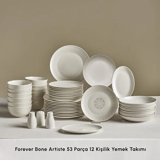 Karaca Forever Bone Artiste 53 Parça 12 Kişilik Yemek Takımı