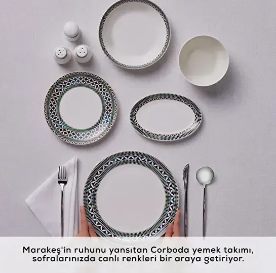 Karaca Forever Bone Cordoba 53 Parça 12 Kişilik Yemek Takımı