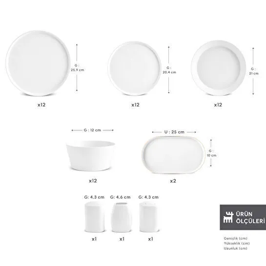 Karaca Forever Bone Bomo 53 Parça 12 Kişilik Yemek Takımı