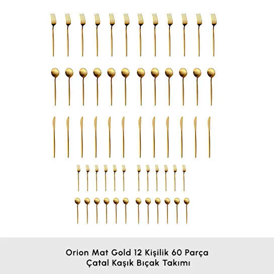 Karaca Orion Mat Gold 12 Kişilik 60 Parça Çatal Kaşık Bıçak Takımı