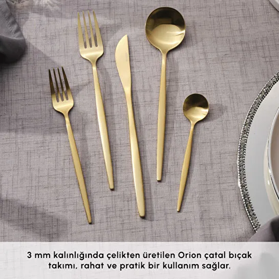 Karaca Orion Mat Gold 12 Kişilik 60 Parça Çatal Kaşık Bıçak Takımı