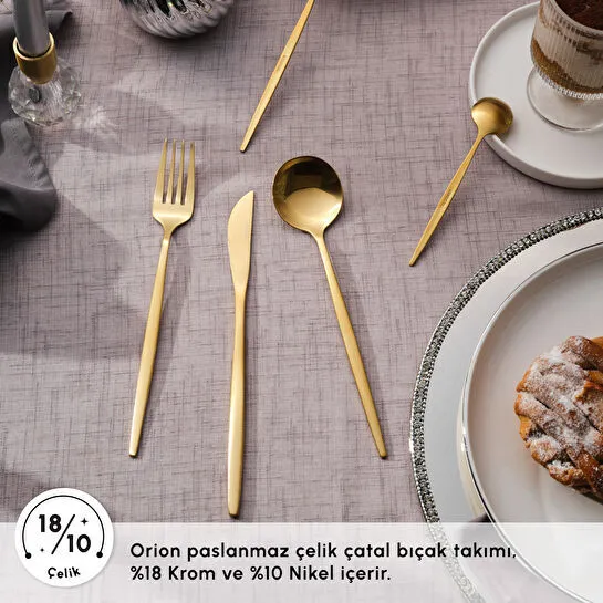 Karaca Orion Mat Gold 12 Kişilik 60 Parça Çatal Kaşık Bıçak Takımı