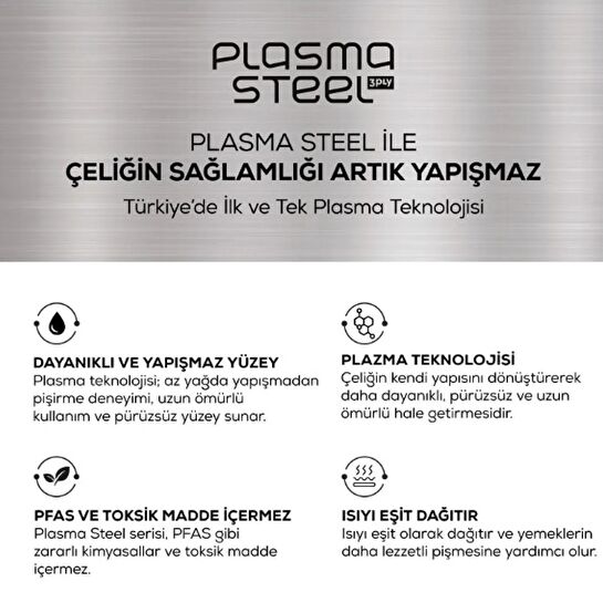 Karaca Plasma Steel 3Ply İndüksiyon Tabanlı Çelik Pilav/Karnıyarık Tencere 26 Cm