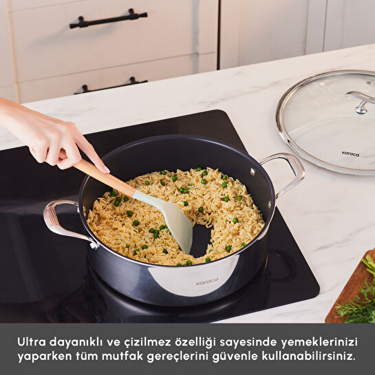 Karaca Plasma Steel 3Ply İndüksiyon Tabanlı Çelik Pilav/Karnıyarık Tencere 30 Cm