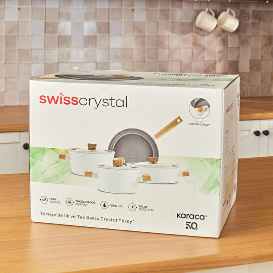 Karaca x Refika Swiss Crystal Creamy Wood 7 Parça Tencere Seti