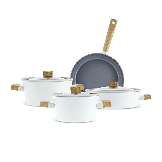 Karaca x Refika Swiss Crystal Creamy Wood 7 Parça Tencere Seti