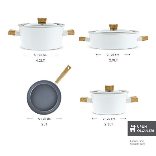 Karaca x Refika Swiss Crystal Creamy Wood 7 Parça Tencere Seti