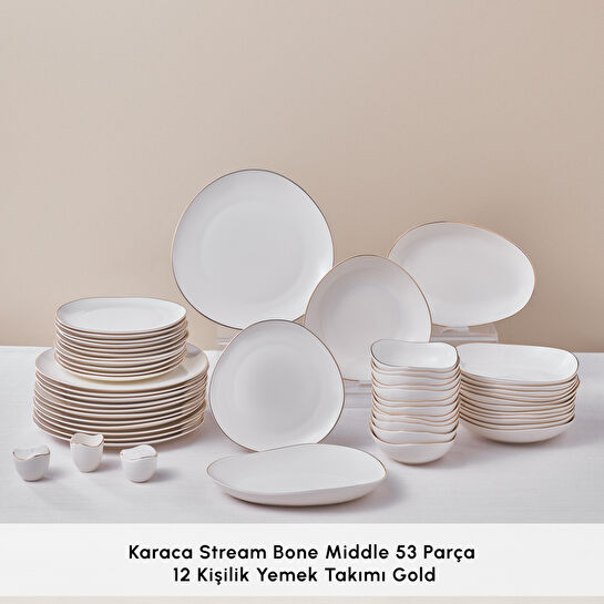 Karaca Stream Bone Middle 53 Parça 12 Kişilik Yemek Takımı Gold