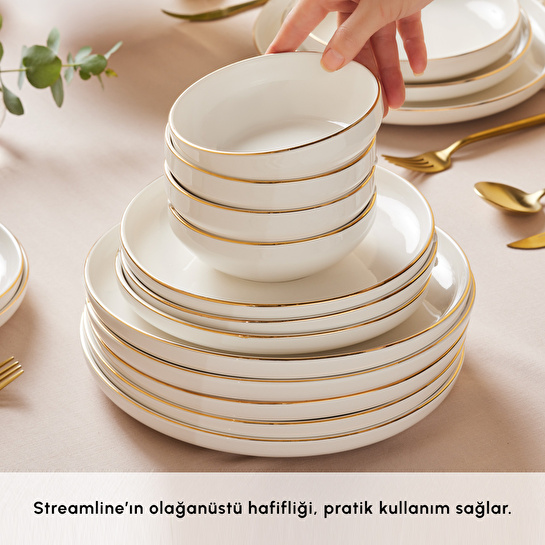 Karaca Stream Bone Saturn 53 Parça 12 Kişilik Yemek Takımı Gold