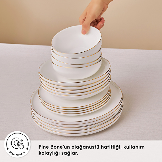 Karaca Fine Bone Meridian 55 Parça 12 Kişilik Yemek Takımı Gold