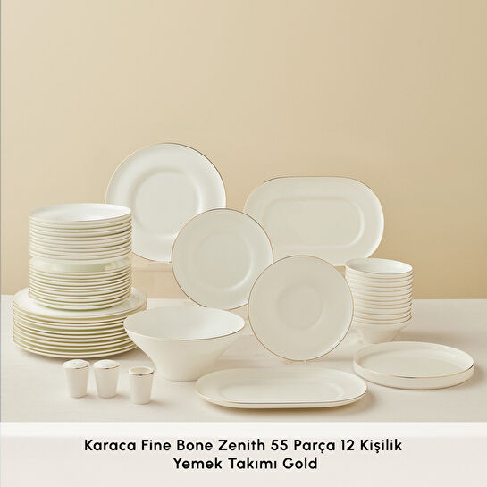 Karaca Fine Bone Zenith 55 Parça 12 Kişilik Yemek Takımı Gold