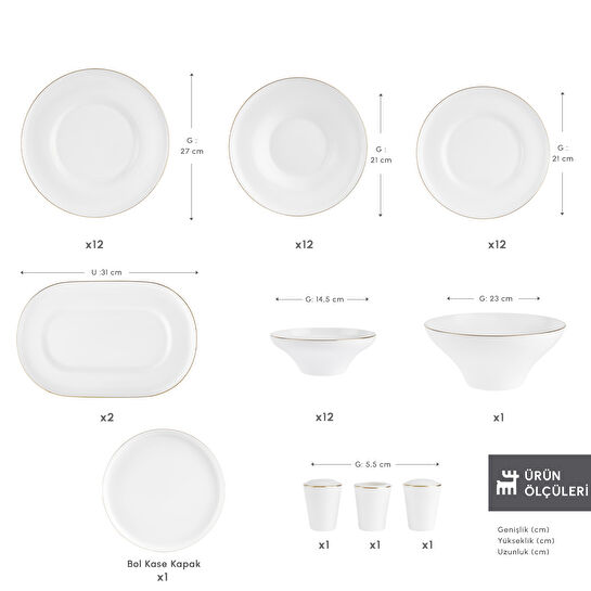 Karaca Fine Bone Zenith 55 Parça 12 Kişilik Yemek Takımı Gold