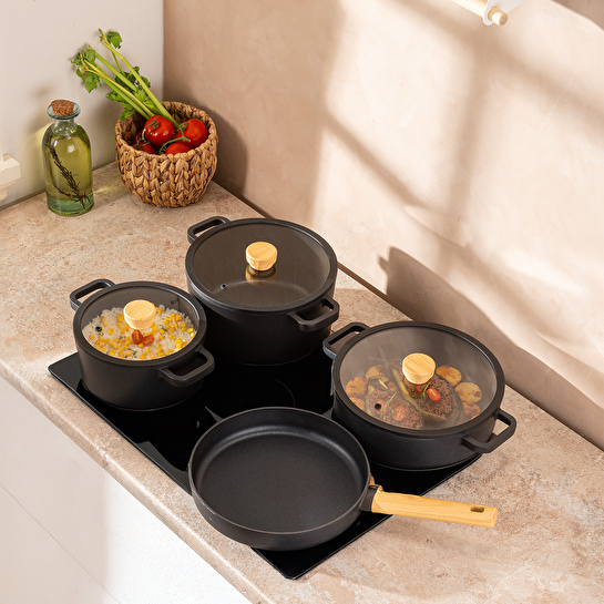 Emsan Signature Alüminyum Döküm 7 Parça Tencere Seti Siyah