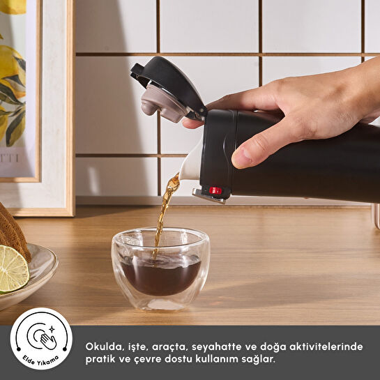 Karaca Pluton Çelik Sızdırmaz Termos Siyah 350 ml