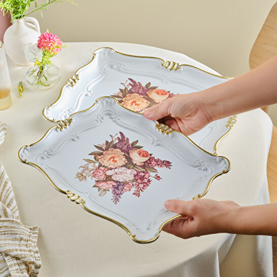 Karaca Buket İkili Dikdörtgen Tepsi 42 Cm