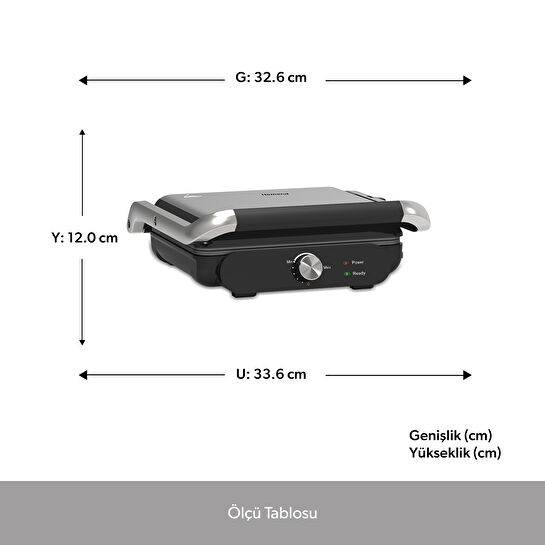Homend Grilliant 1366H Inox Gövdeli Çıkarılabilir Döküm Plakalı Tost ve Izgara Makinesi