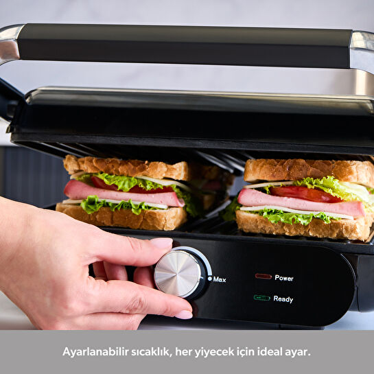Homend Grilliant 1366H Inox Gövdeli Çıkarılabilir Döküm Plakalı Tost ve Izgara Makinesi