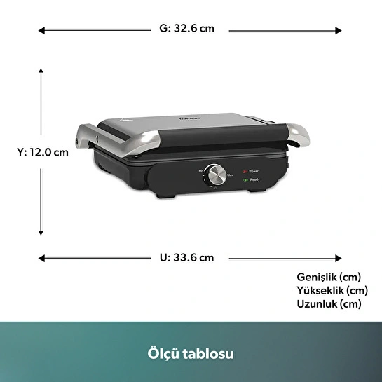 Homend Grilliant 1366H Inox Gövdeli Çıkarılabilir Döküm Plakalı Tost ve Izgara Makinesi