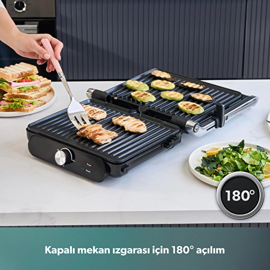 Homend Grilliant 1366H Inox Gövdeli Çıkarılabilir Döküm Plakalı Tost ve Izgara Makinesi