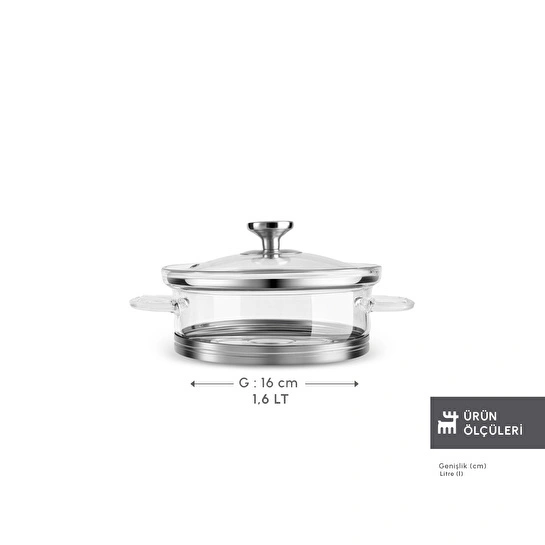 Karaca York Borosilikat Cam Tencere 16 cm