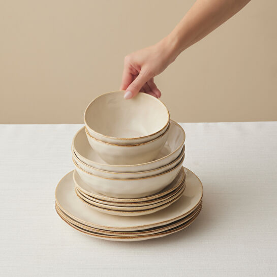 Karaca Earth Collection Aria 55 Parça 12 Kişilik Yemek Takımı Bej