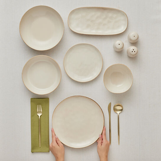 Karaca Earth Collection Aria 55 Parça 12 Kişilik Yemek Takımı Bej