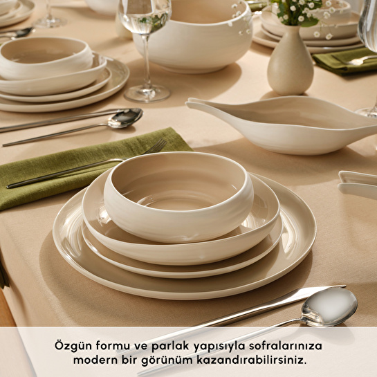Karaca Earth Collection Clay 55 Parça 12 Kişilik Yemek Takımı Bej