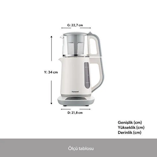 Homend Royaltea 1757H Konuşan Çay Makinesi Beyaz