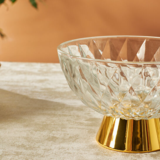 Karaca Home New Year Yılbaşı Samba Dekoratif Meyvelik 17,5 x 11,5 cm Gold