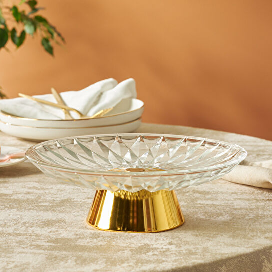 Karaca Home New Year Yılbaşı Samba Dekoraif Servislik Gold 20x6,5 cm