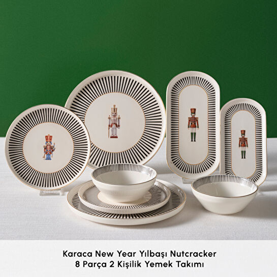 Karaca New Year Yılbaşı Nutcracker 8 Parça 2 Kişilik Yemek Takımı