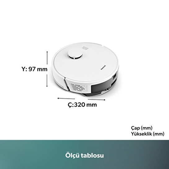 Homend Alex Laser Power 1289H Otomatik Boşaltım Sistemli Yeni Nesil Moplu Robot Süpürge Beyaz