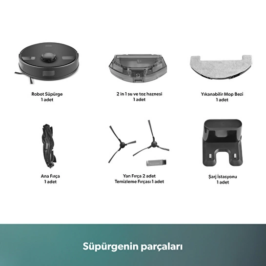 Homend Alex Laser 1291H Moplu ve Haritalamalı Akıllı 5 Kpa Robot Süpürge Siyah