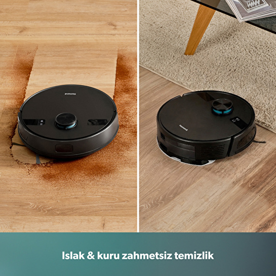 Homend Alex Laser 1291H Moplu ve Haritalamalı Akıllı 5 Kpa Robot Süpürge Siyah