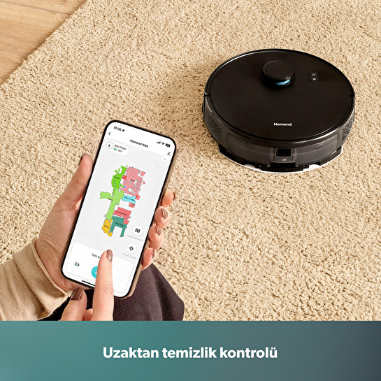 Homend Alex Laser 1291H Moplu ve Haritalamalı Akıllı 5 Kpa Robot Süpürge Siyah