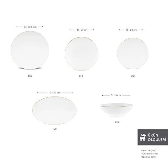 Karaca Fine Pearl Extra Chanak 55 Parça 12 Kişilik Yemek Takımı Gold