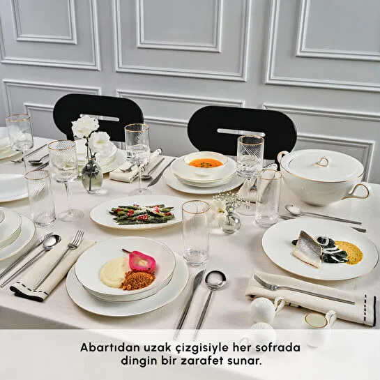 Karaca Fine Pearl Extra Chanak 55 Parça 12 Kişilik Yemek Takımı Gold