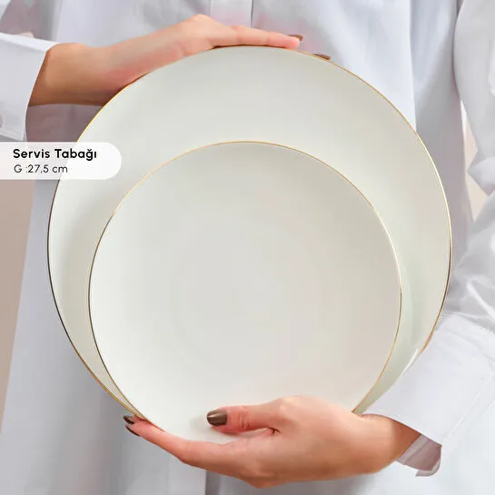 Karaca Fine Pearl Extra Chanak 55 Parça 12 Kişilik Yemek Takımı Gold