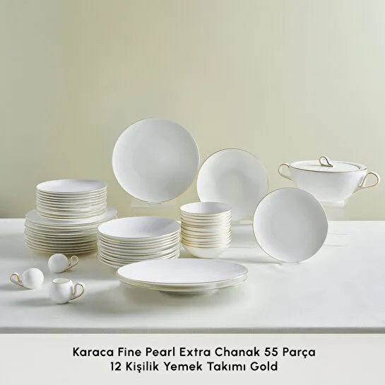 Karaca Fine Pearl Extra Chanak 55 Parça 12 Kişilik Yemek Takımı Gold