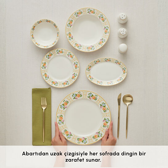 Karaca Forever Bone Britrose 53 Parça 12 Kişilik Yemek Takımı