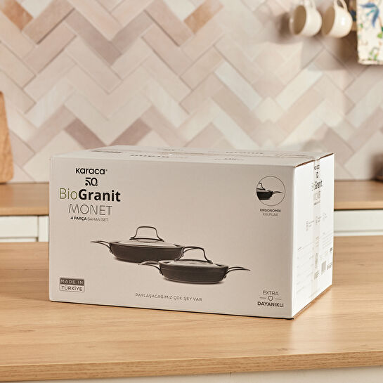 Karaca Biogranit Power-Inox Monet 4 Parça Sahan Set Siyah
