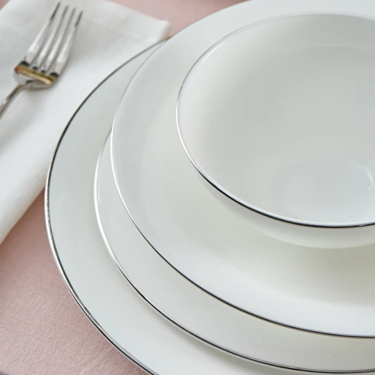 Karaca Fine Pearl Extra Argento Platin 55 Parça 12 Kişilik Yemek Takımı